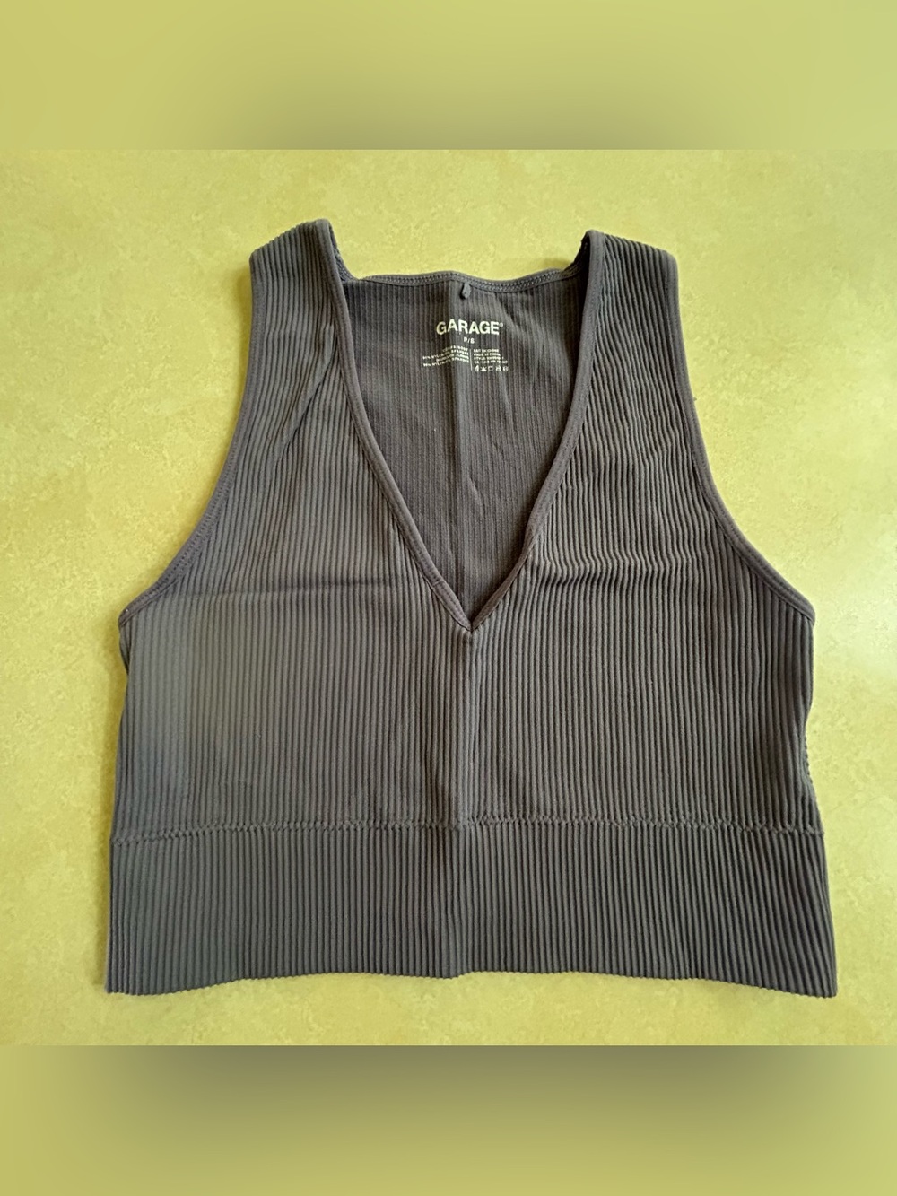 Garage Ribbed V-Neck Crop Tank Mulberry Small